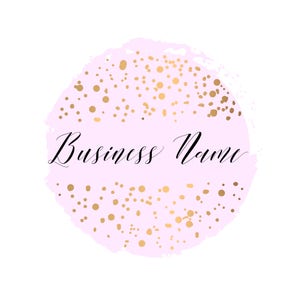 Pink & Gold Dots Logo Design: Round Circle Watermark (Digital Files)