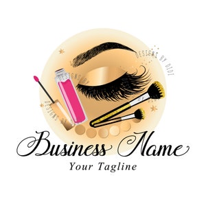 Eyelash Extension Logo Design: Gold & Pink Cosmetic Branding (Digital Files)