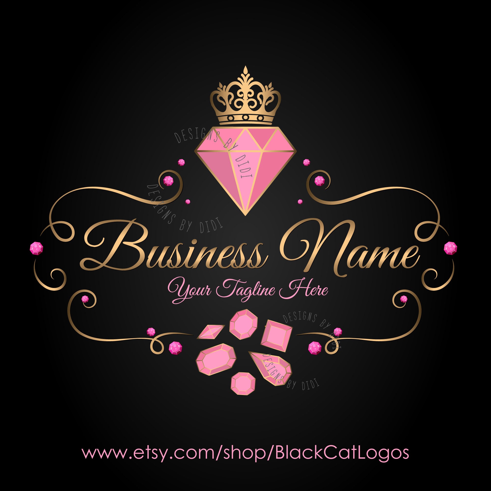 Custom Logo Design Diamond Logo Jewelry Logo Jewels Pink Etsy