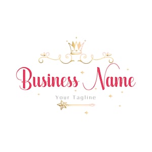 Krone glitzern gold Logo Design, Zauberstab glitzern Logo, rosa gold Kinder Logo Design, Krone glitzern, magischer Feenstaub, Branding Paket