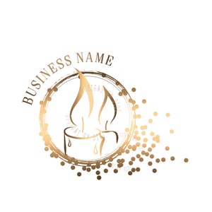 Runde Glitzerkerze Logo-Design, runde Wasserzeichen Kerze, Gold Logo Flamme, Kerze Logo Gold-Glitter, Vektor-Kreis Kerze Flamme Logo-Design
