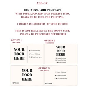 May include: Business card template with space for a logo and contact information, ready for printing. The design includes options for one-sided and two-sided cards. Text includes "Your Logo Here" and social media handles. The text "Add On" is at the top.