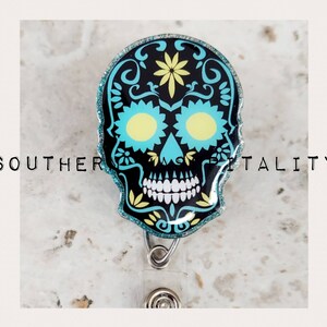 Sugar Skull Acrylic Badge Reels