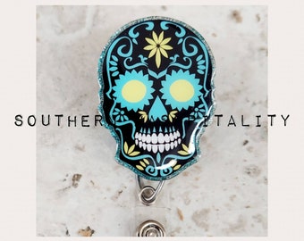 Sugar Skull Acrylic Badge Reels
