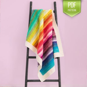 CROCHET PATTERN - Star stitch baby blanket - instant download - modern baby blanket - rainbow stripes