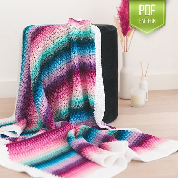 Alpine Stitch Crochet Blanket Pattern – Baby Afghan Throw (PDF Pattern)