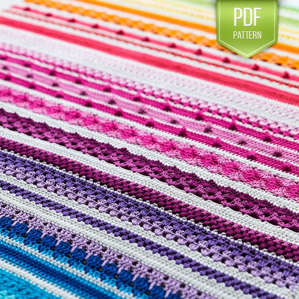 CROCHET PATTERN - Baby Rainbow Sampler Blanket - crochet blanket afghan pattern - popular crochet - Rainbow afghan - Baby blanket