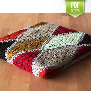 CROCHET PATTERN - crochet blanket - afghan pattern - crochet throw - instant download - fall blanket - Spicy diamond blanket