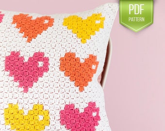 C2C Crochet Pillow Pattern – 8-Bit Love Cushion (PDF Pattern)