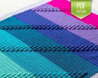 Patrón de manta de bebé a crochet con diseño de bobble Track – Manta de juego moderna (Patrón en PDF)