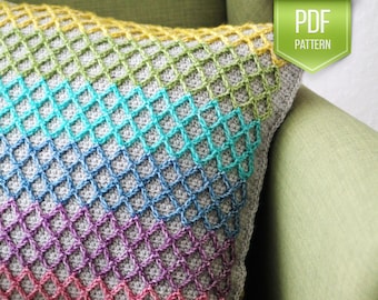 Anchor Crochet Pillow PATTERN – Rainbow Overlay, Modern Cushion (PDF Pattern)