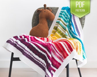 Baby Rainbow Sampler Blanket 2 Crochet Pattern – Afghan Scrapghan (PDF Pattern)