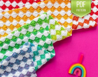 CROCHET PATTERN - crochet blanket - afghan pattern - crochet throw - baby blanket - Rainbow catherine wheel blanket
