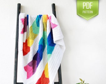 Rainbow Road Crochet Blanket – Modern Colorful Baby Pattern (PDF Pattern)
