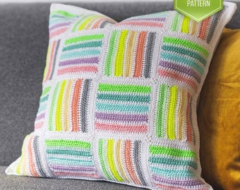 Glow in the Dark Crochet Pillow Pattern – Luminous Loom, Rainbow Cushion (PDF Pattern)
