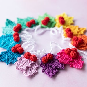 CROCHET PATTERN Rainbow holly Garland instant download Christmas garland holly ornaments Christmas crochet Xmas image 8