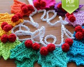 CROCHET PATTERN - Rainbow holly Garland - instant download - Christmas garland - Holly ornament - Christmas Crochet - Christmas