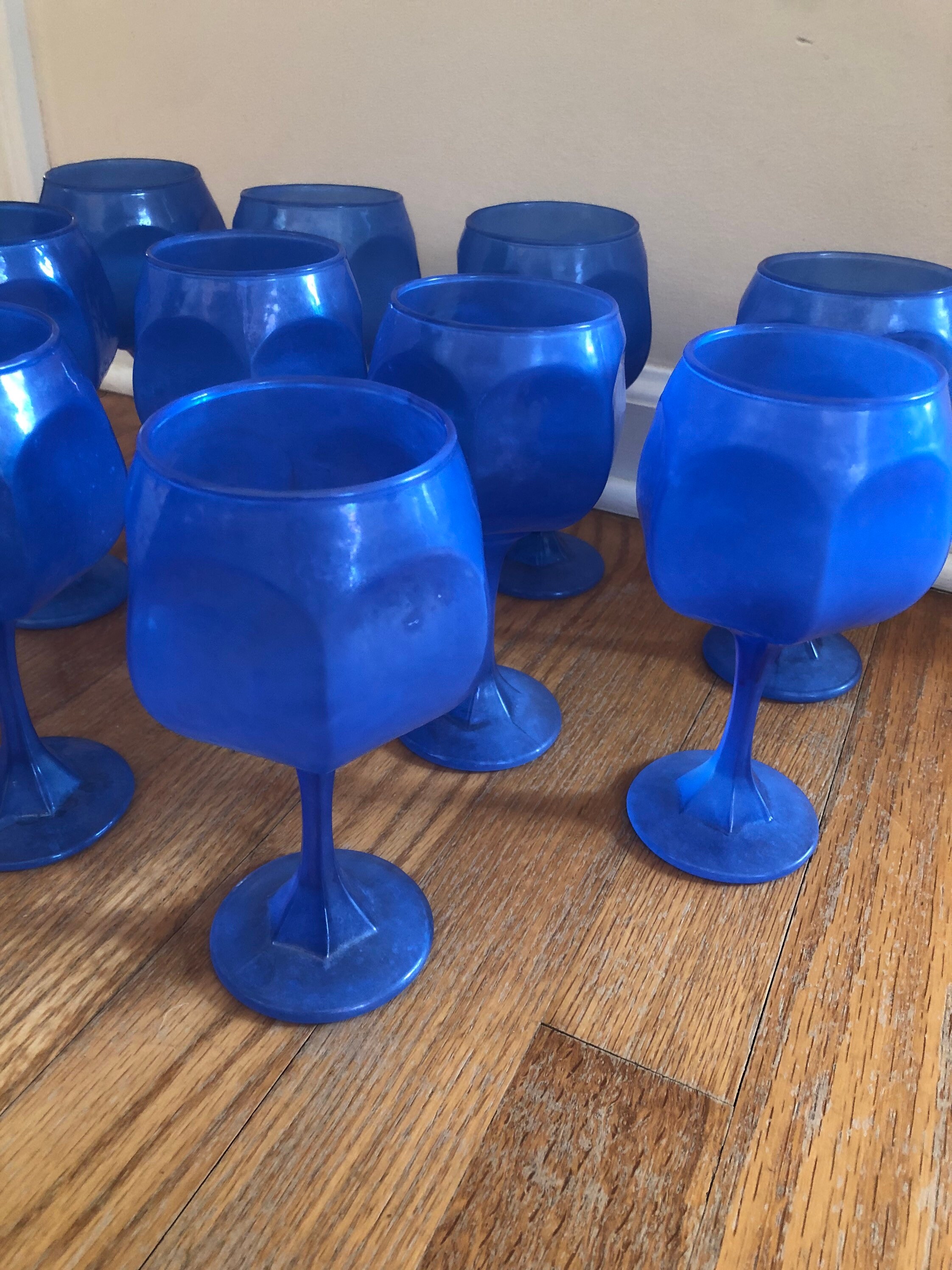 Set of 10 Light Cobalt Blue Glasses Etsy