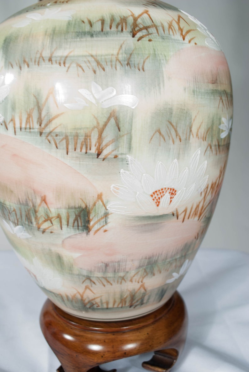 Wildwood Hand Painted Ginger Jar Lamp Flawless Condition