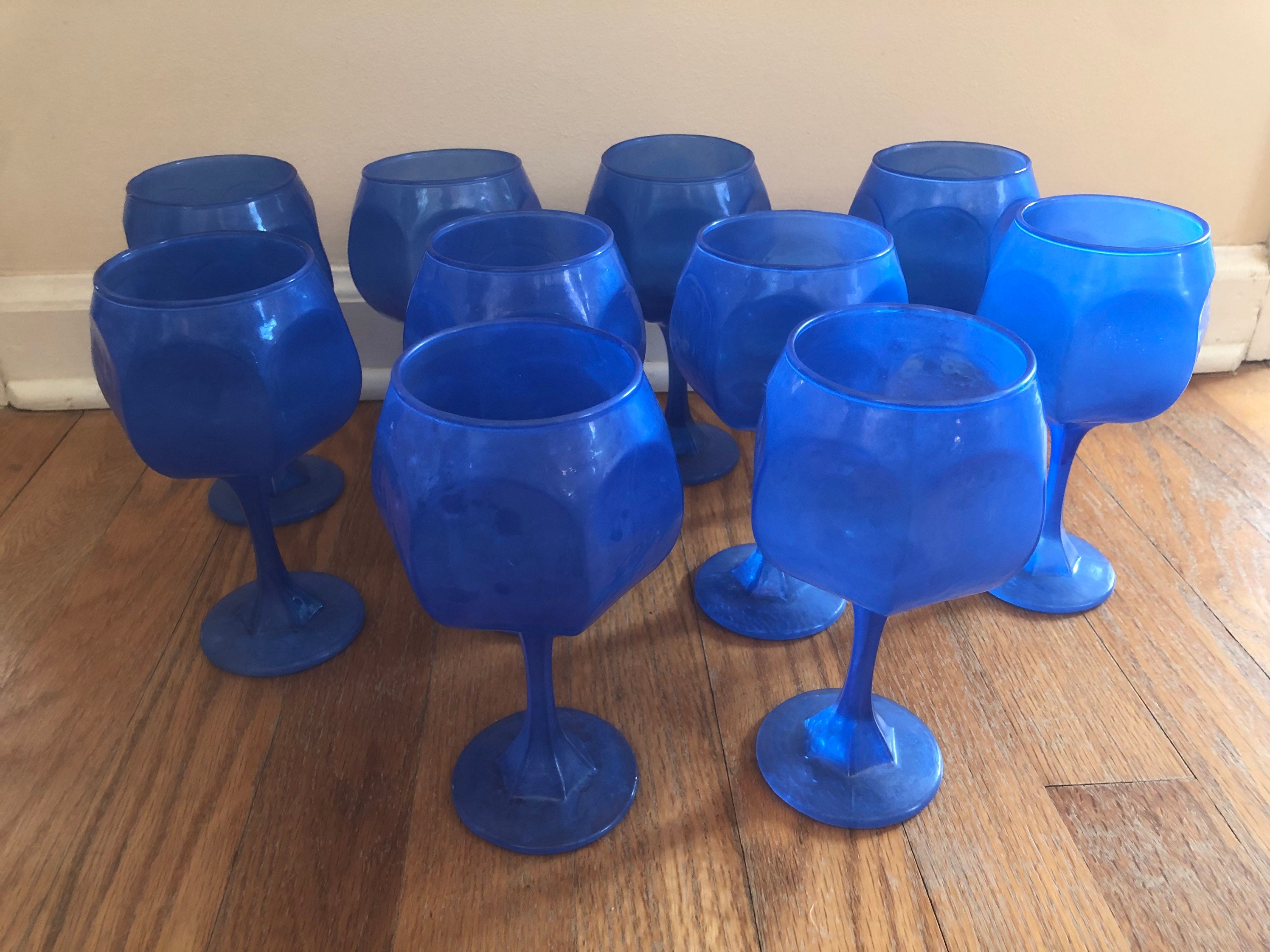 Set of 10 Light Cobalt Blue Glasses Etsy