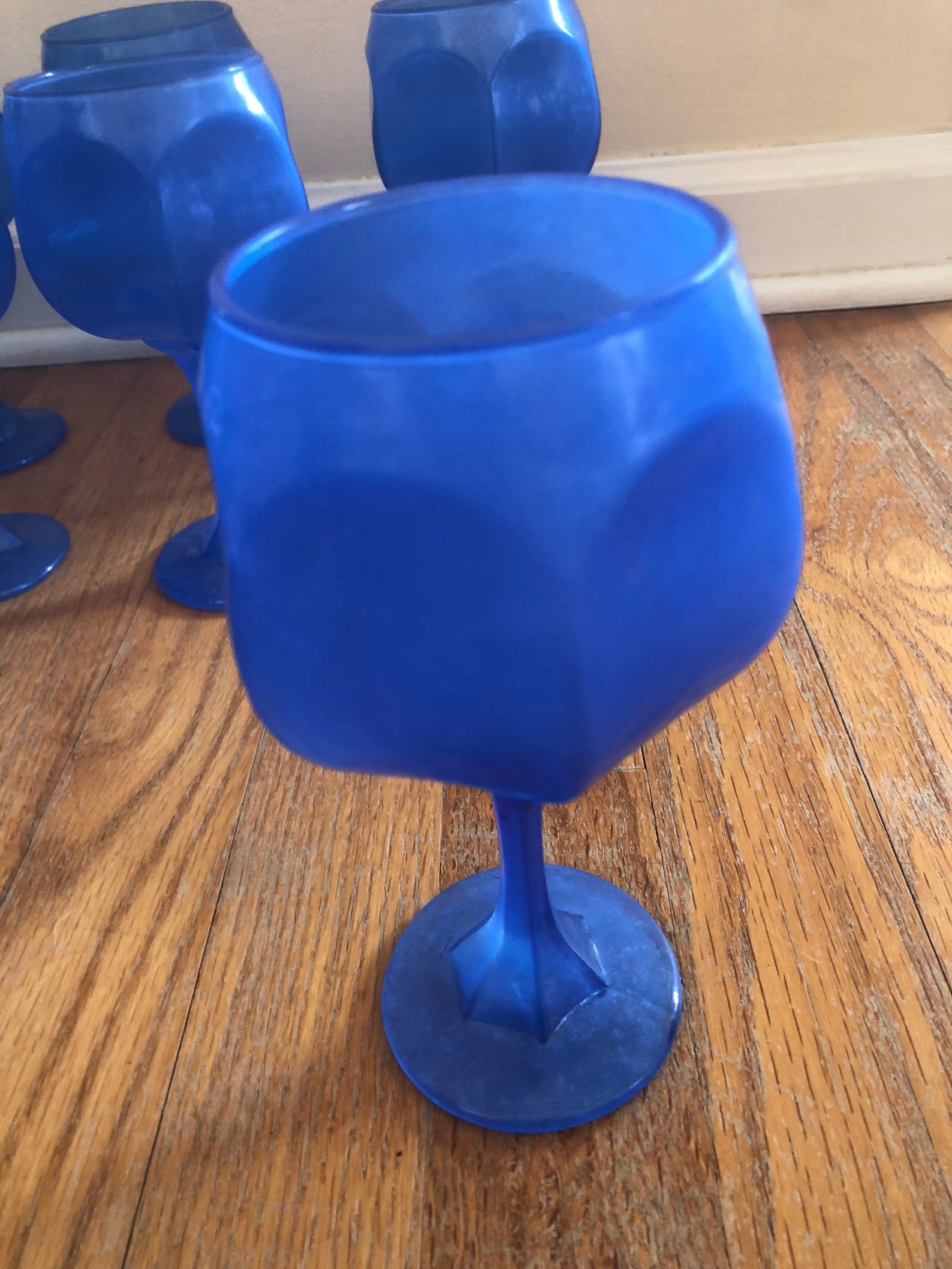 Set of 10 Light Cobalt Blue Glasses Etsy