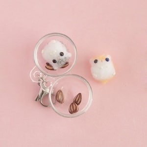 Hammie Puff Charm | Felted Hamster Custom Made Handmade Pet Gift Miniature Memorial Plush Keychain Accessories