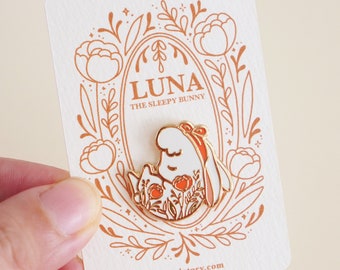 Luna the Sleepy Bunny - Enamel Pin