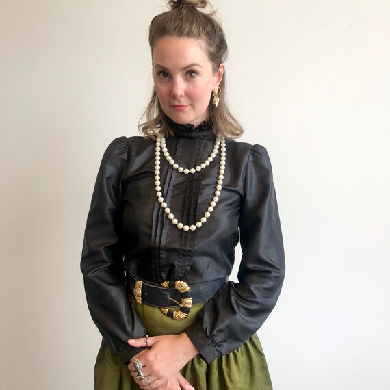 Vintage Blouse / Victorian Edwardian Style / 1980s