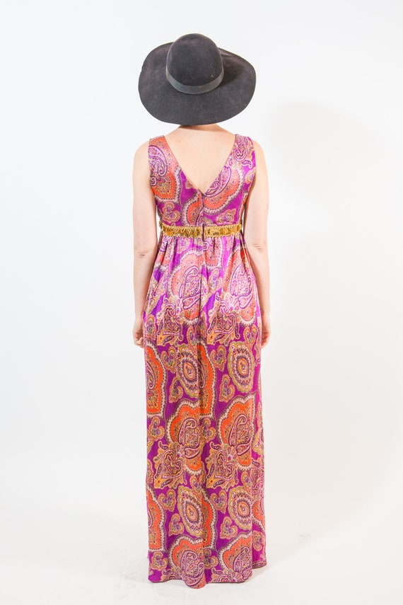 Groovy Psychedelic Silky Maxi Dress / 1970s / Ret… - image 6