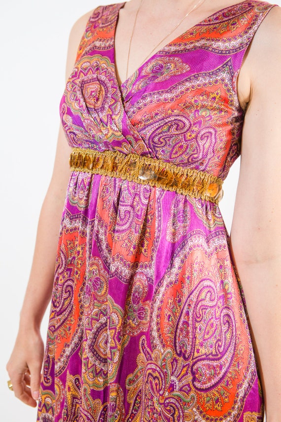 Groovy Psychedelic Silky Maxi Dress / 1970s / Ret… - image 5