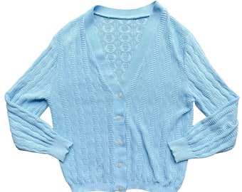 OLD vtg jcpeney knit cardigan skyblue