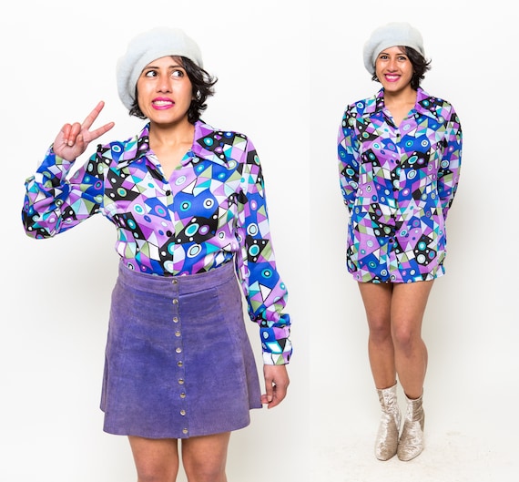 WILD 90’s does 70’s Trippy Blouse / Psychedelic Ge