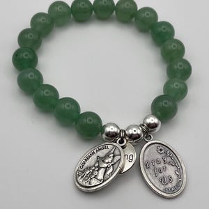 St Raphael Green Aventurine Healing Bracelet, St Michael Guardian Angel Medal image 5