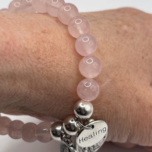 St Raphael Healing Bracelet, Rose Quartz, Guardian Angel Charm image 6