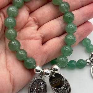 St Raphael Green Aventurine Healing Bracelet, St Michael Guardian Angel Medal image 17