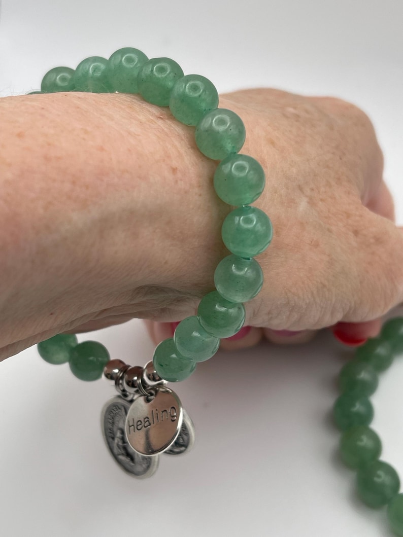 St Raphael Green Aventurine Healing Bracelet, St Michael Guardian Angel Medal image 16