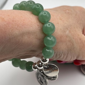 St Raphael Green Aventurine Healing Bracelet, St Michael Guardian Angel Medal image 4