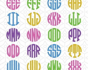 Circular Monogram Letterhead Font, SVG, DXF and AI Vector Files for use with Cricut or Silhouette Vinyl Cutting Machines