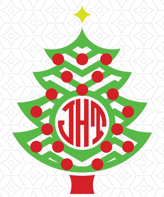 Christmas Tree Monogram Frame Decal SVG DXF and AI Vector ...