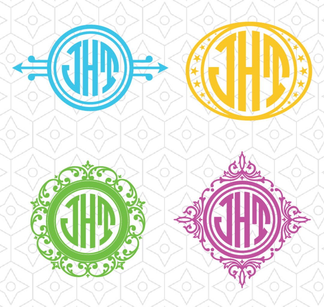 Circular Border Monogram Frames SVG DXF and AI Vector Files - Etsy
