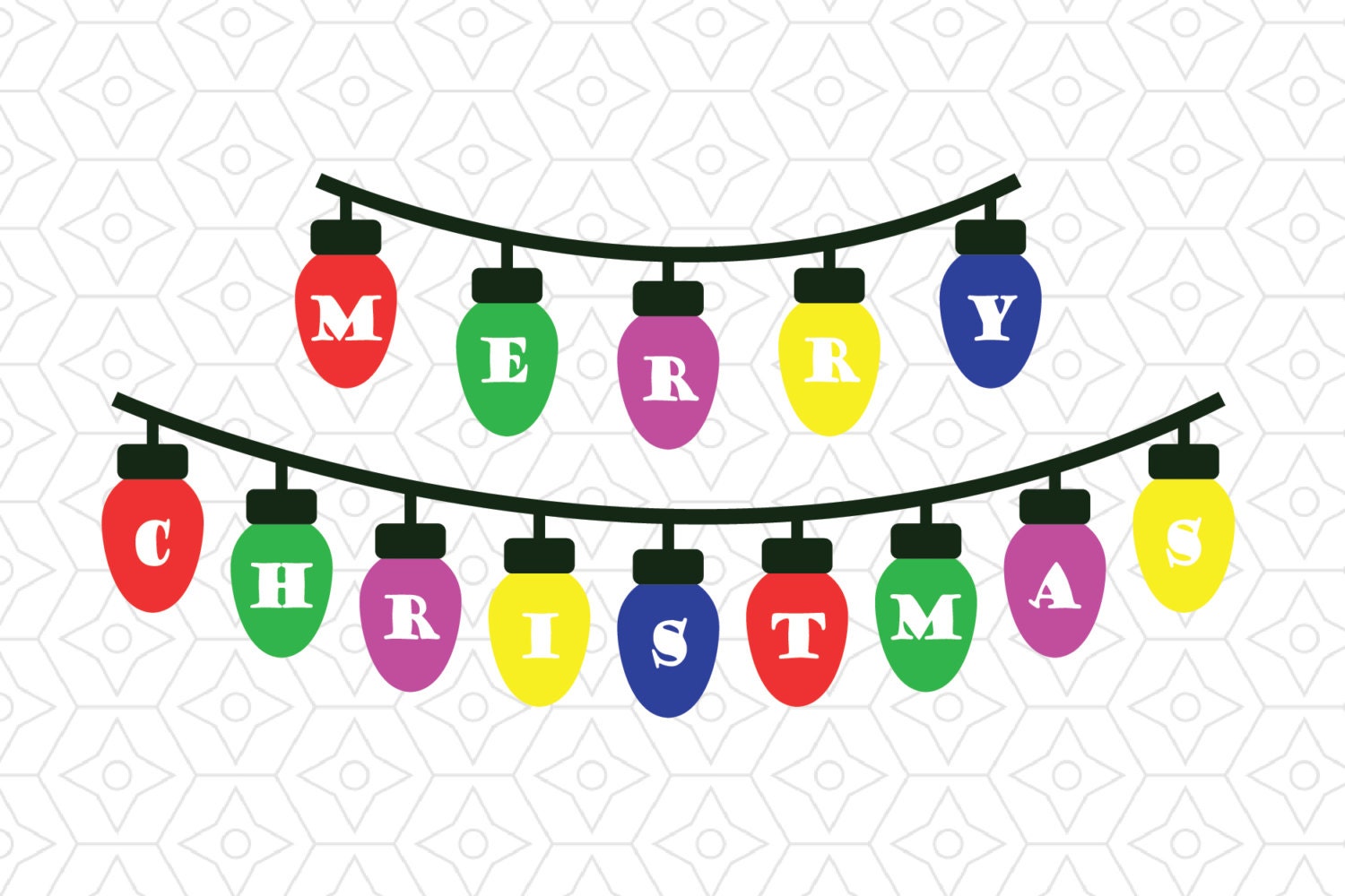 Download Christmas Lights Merry Christmas Decal SVG DXF and AI Vector | Etsy