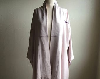 vintage japanese kimono tsuru flying cranes batik traditional light purple silk kimono robe