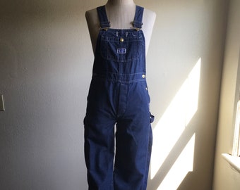 vintage 60s big smith sanforized denim blue jean union made bib overalls w27