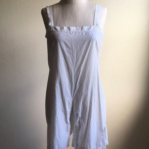 Vintage antique shops white cotton underwear romper womens combinations undergarment