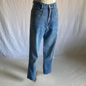 Vaqueros azules Bongo vintage de los años 80, cintura alta, pernera cónica, bolsillos laterales, estilo años 80.