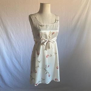 vintage 90s wanted empire waist floral satin dress babydoll 1990s womens summer style made in usa