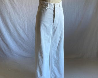 True Vintage 50s US Navy White Cotton Sailor's Bell Bottom Baggy