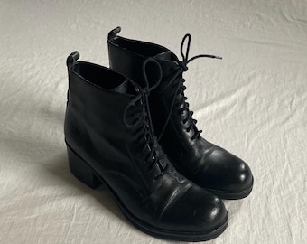 Vintage 90s Muro Welt 6632 Black Leather Bulldog Toe Monk Strap