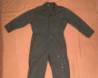 vintage 50s mechanics coveralls dark green boilersuit w38