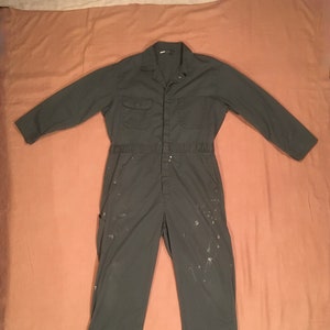 vintage 50s mechanics coveralls dark green boilersuit w38